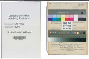 Entnazifizierung Wilhelm Lichtenthaeler , geb. 18.09.1907 (Werkmeister)