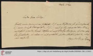 Korrespondenz Friedrich Heinrich Christian Schwarz / Carl Ullmann: Brief von Friedrich Heinrich Christian Schwarz an Carl Ullmann