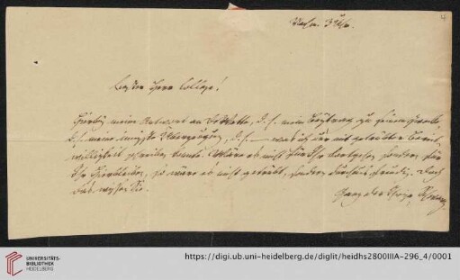 Korrespondenz Friedrich Heinrich Christian Schwarz / Carl Ullmann: Brief von Friedrich Heinrich Christian Schwarz an Carl Ullmann