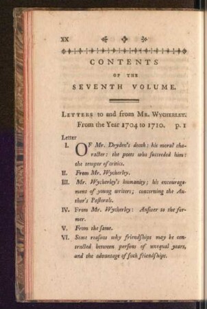 Contents Of The Seventh Volume