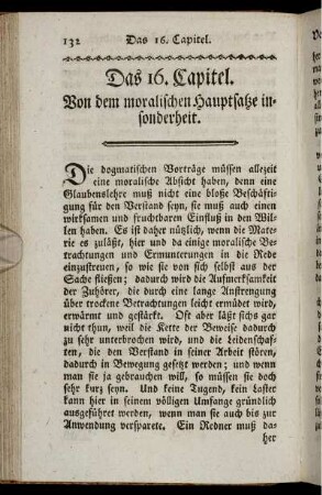 Das 16. Capitel. Von dem moralischen Hauptsatze insonderheit