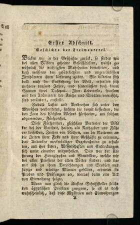 1-83, Geschichte der Freimaurerei.