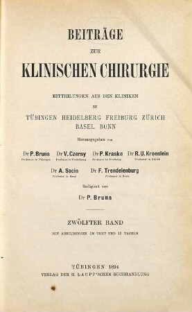 Beiträge zur klinischen Chirurgie. 12. 1894