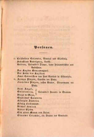 Cristofero Colombo oder die Entdeckung der neuen Welt : Geschichtsdrama in drei Theilen, 2