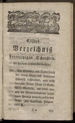 Eilftes Verzeichniß dererjenigen Schriften, die hierinne angetroffen werden