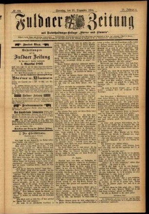 Zweite Ausgabe vom Sonntag, den 23. Dezember 1894.