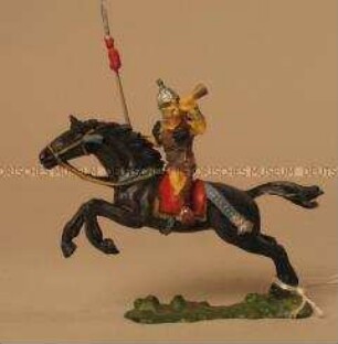 Mongole reitend mit Horn