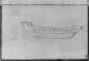 Schiffsrumpf : Rietschel, Ernst. Schiffsrumpf. Skizzenbuch E, fol. 33. Bleistift, Bütten; 17,4 x 10,8 cm (Blattgröße). August 1830/März 1831. Privatbesitz. WVZ S. 311