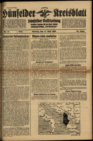 Erste Ausgabe vom Dienstag, den 11. April 1939.