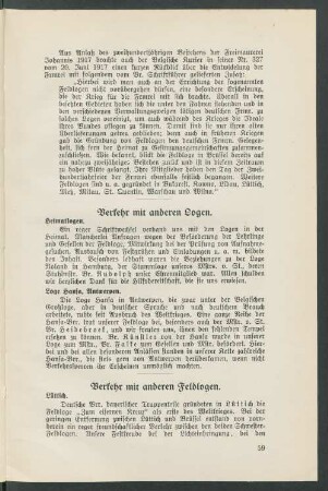 Verkehr mit anderen Logen.