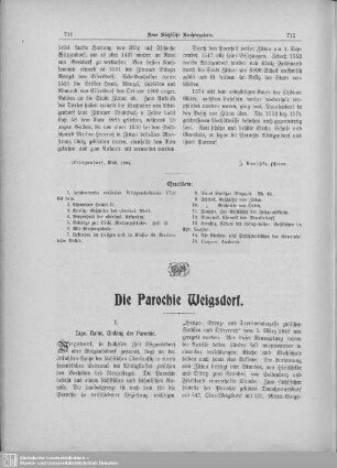 Die Parochie Weigsdorf