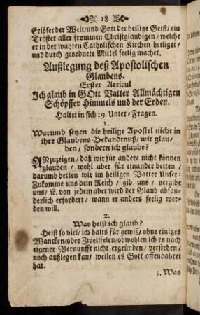 18-24, 1. Außlegung deß Apostolischen Glaubens