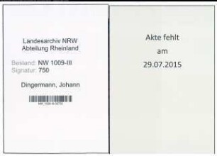 Entnazifizierung Johann Dingermann , geb. 10.01.1888 (Justizangestellter)