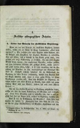 Ueber das Princip der christlichen Erziehung