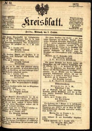 Ausgabe vom Mittwoch, den 09. Oktober 1872.