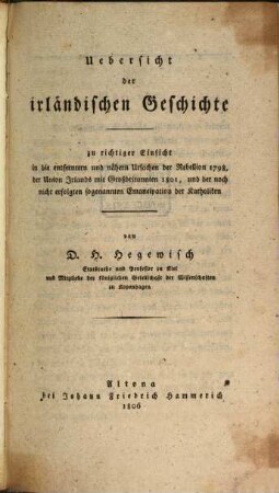 Uebersicht der irländischen Geschichte