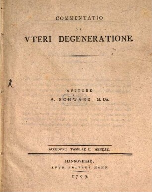 Commentatio De Uteri Degeneratione