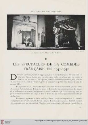 Les spectacles de la comédie-française en 1941-1942