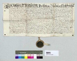 Domdechant Johann Wilhelm von Holdingen, Senior Christoph von Konhoven und das Domkapitel zu Regensburg reversieren Johann Georg Stinglhaimer zu Thürnthenning die Stiftung eines ewigen Jahrtages. S: Domkapitel