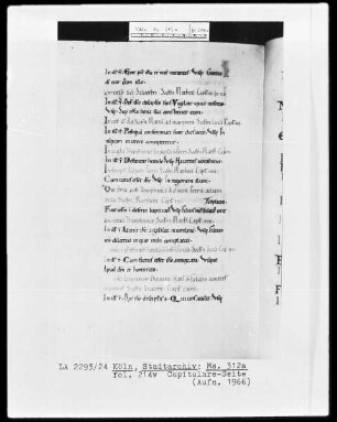 Evangeliar aus St. Pantaleon, Köln — Capitulare-Seite, Folio fol. 214v