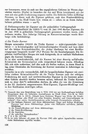 d) Entlassungsverbot für Zigeuner aus polizeilicher Vorbeugungshaft