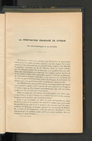 La pénétration française en Afrique, par M. le lieutenant de la Vergne de Tressan.