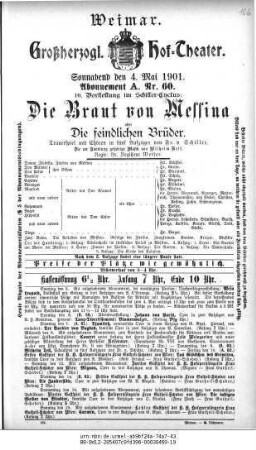 Die Braut von Messina oder Die feindlichen Brüder