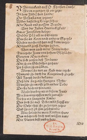 NVn merckend auff O Christen Leuth/ || Wie es ergangen ist vor zeyt/ ||