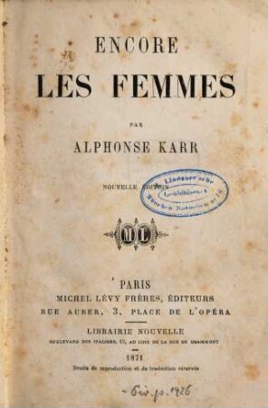 Encore les femmes : Par Alphonse Karr