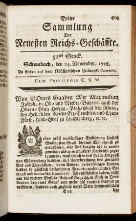 51tes Stuck. Schwabach, den 24. November, 1758.