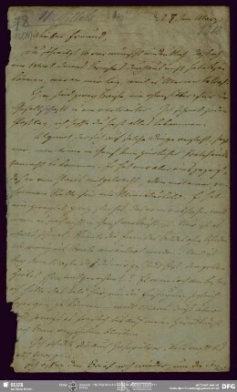 Eigenh. Brief von August Wilhelm von Schlegel an Ludwig Tieck, Coppet, 27.03.1812