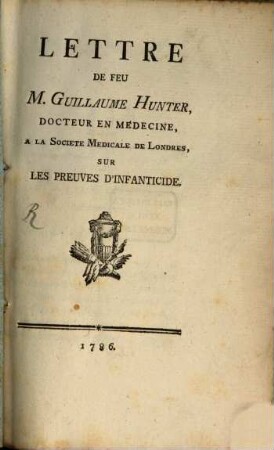 Lettre ... sur les preuves d'infanticide