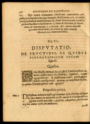 XLVI. Disputatio, De Fructibus, Ex Quibus Pseudoprophetae Cognoscendi.