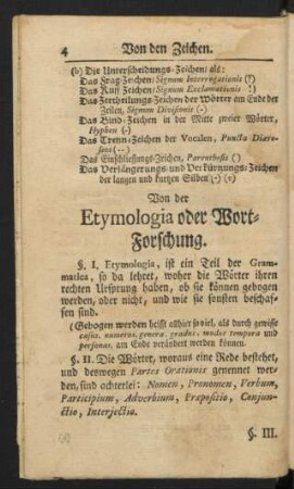 Von der Etymologia oder Wort-Forschung.