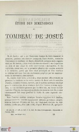 N.S. 14.1866: Étude des dimensions du tombeau de Josué