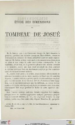 N.S. 14.1866: Étude des dimensions du tombeau de Josué