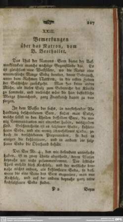 XXIII. Bemerkungen über das Natron, vom B. Berthollet