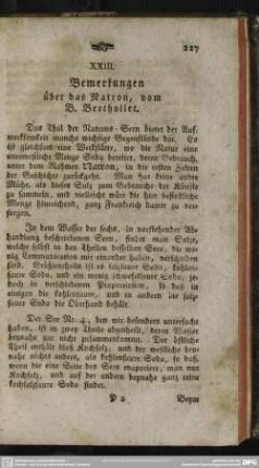 XXIII. Bemerkungen über das Natron, vom B. Berthollet