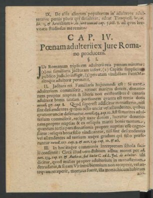Cap. IV. Poenam adulterii ex Iure Romano producens.