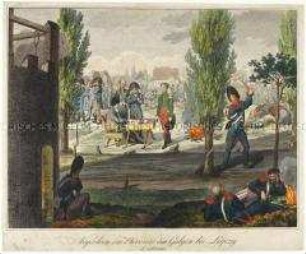 Napoleon am Galgen im Biwak bei Leipzig am 14. Oktober 1813