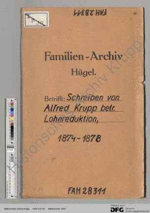 Schreiben von Alfred Krupp an die Prokura betr. Lohnreduktion