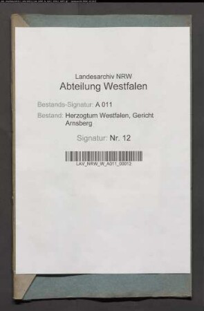 Testament Helene Wilhelmine Harbert, Arnsberg