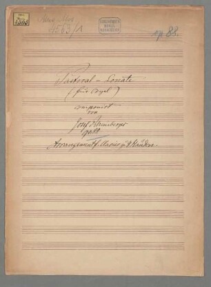 Sonate für Orgel Nr. 3 op. 88 - BSB Mus.ms. 4563-1 : Arrangement für Klavier zu 4 Händen