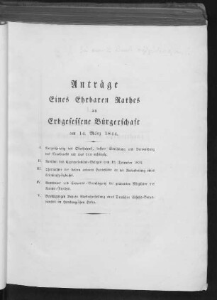 Acta Conventus Senatus et Civium, Lunae d. 14. März 1844