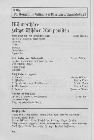 Männerchöre zeitgenössischer Komponisten.