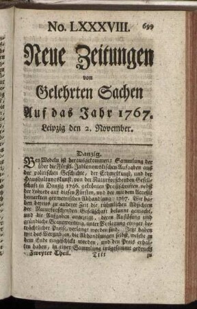 No. LXXXVIII. Leipzig den 2. November. - No. XCVI. Leipzig den 30. November.