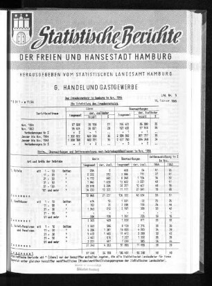 Der Fremdenverkehr in Hamburg im Nov. 1964 : Lfd. Nr. 5