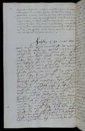 Freytag d 22 Decemb. 1730