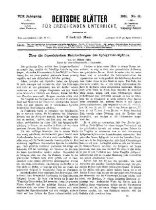 Über die französischen Bearbeitungen des Iphigenien-Mythus