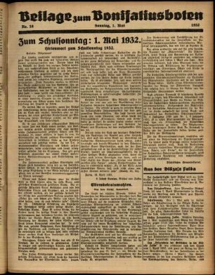 Zweite Ausgabe vom Sonntag, den 01. Mai 1932.